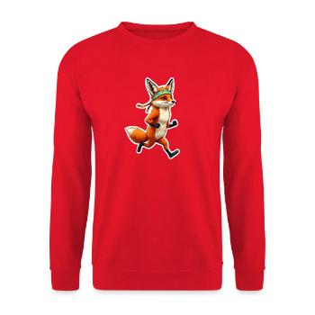 Let ́s run, Fox - Unisex Sweatshirt - red - Front - Alina (178cm) & Michal (187cm)