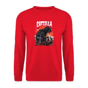 Catzilla Chat Japonais - Sweat-shirt Unisexe - rouge - Devant - Alina (178cm) & Michal (187cm)