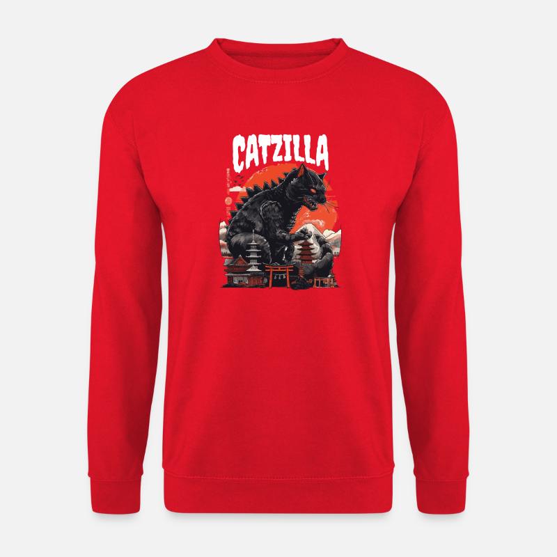 Catzilla japanische Katze - Unisex Pullover - Rot