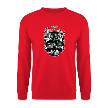 Mushroom Skull Nature Reclaims All - Unisex Sweatshirt - red - Front - Alina (178cm) & Michal (187cm)