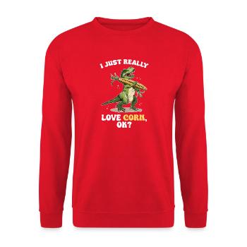 J'adore le dinosaure T-Rex du maïs drôle - Sweat-shirt Unisexe - rouge - Devant - Alina (178cm) & Michal (187cm)