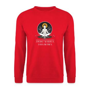 Meditation tree with sun crown - Unisex Sweatshirt - red - Front - Alina (178cm) & Michal (187cm)