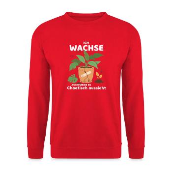 Ich wachse, auch wenn es chaotisch aussieht - Unisex Pullover - Rot - Vorne - Alina (178cm) & Michal (187cm)