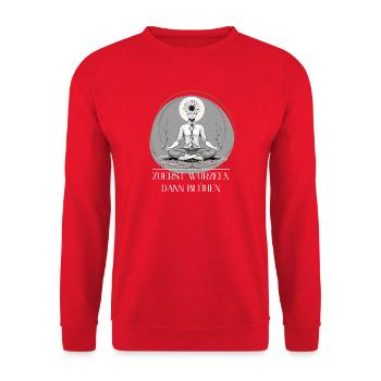 Meditatives Blossom  Design - Verwurzelt  - Unisex Pullover - Rot - Vorne - Alina (178cm) & Michal (187cm)