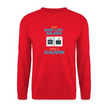My Work-Life Balance: Work & Sleep - Unisex Sweatshirt - red - Front - Alina (178cm) & Michal (187cm)