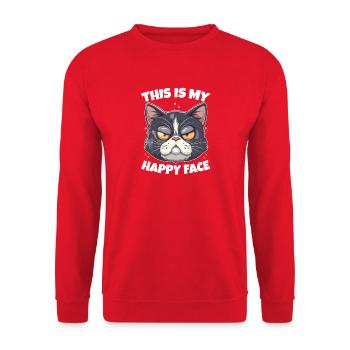 This is my happy face cat - Unisex Sweatshirt - red - Front - Alina (178cm) & Michal (187cm)
