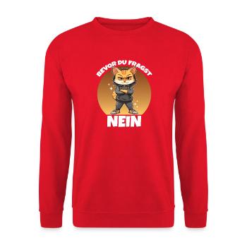Bevor du fragst: Nein Dünnes Eis Kollege - Unisex Sweatshirt - red - Front - Alina (178cm) & Michal (187cm)