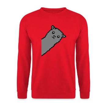 Gray Alpaca Llama Head Curious Funny Look - Unisex Sweatshirt - red - Front - Alina (178cm) & Michal (187cm)