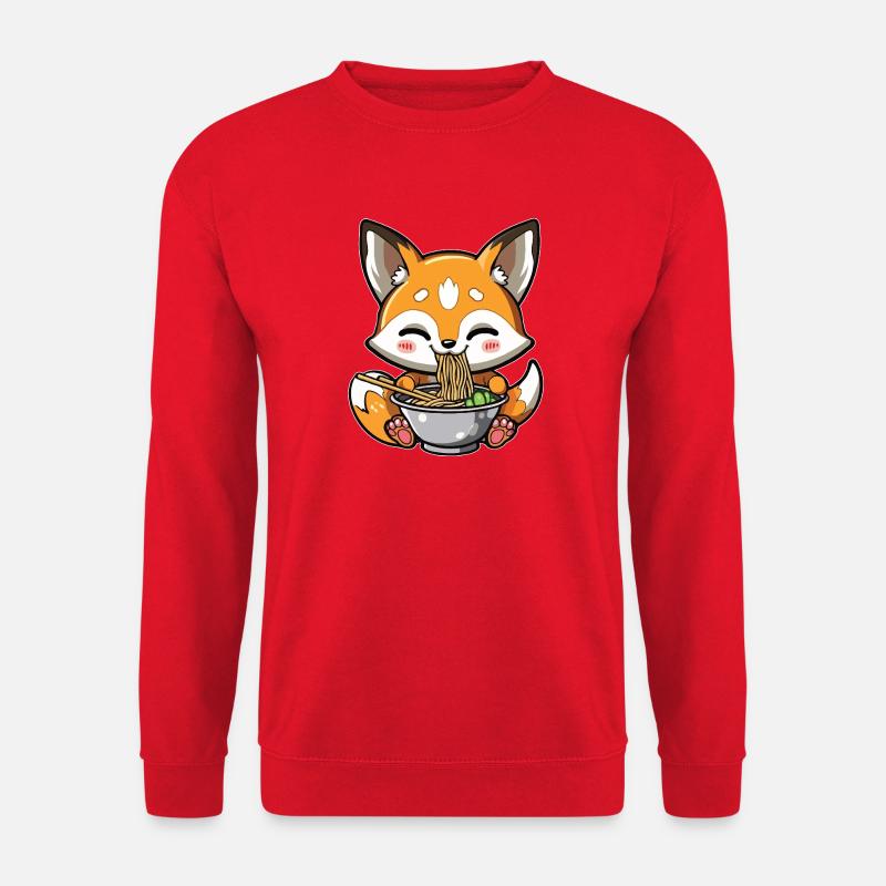 Kawaii Fuchs isst Ramen Nudeln - Unisex Pullover - Rot
