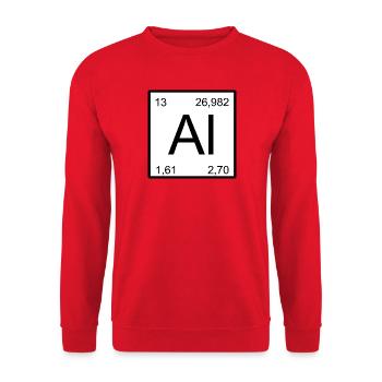 AI Aluminium Periodensystem Stil Design - Unisex Pullover - Rot - Vorne - Alina (178cm) & Michal (187cm)