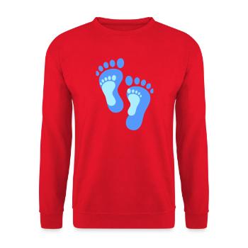 Familie Fußabdrücke | Gemeinsame Wege Vektor - Unisex Pullover - Rot - Vorne - Alina (178cm) & Michal (187cm)