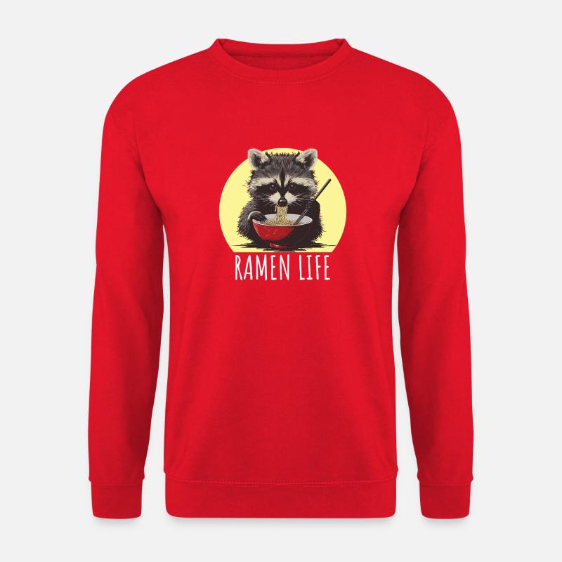 Waschbär mit Nudeln Ramen kawaii - Unisex Pullover - Rot