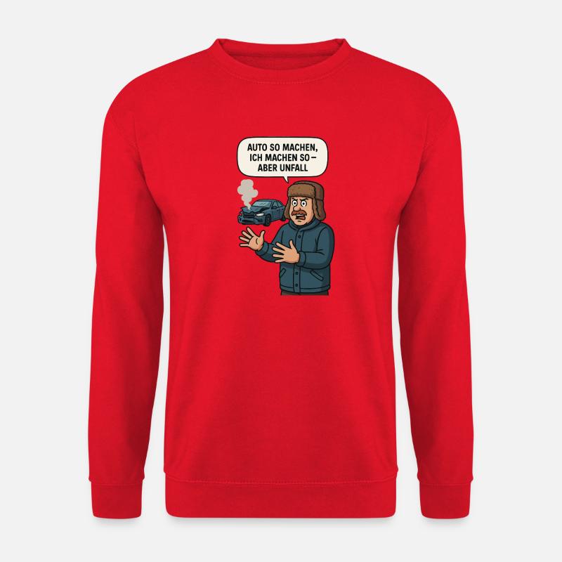 Unfall Humor Auto Spruch Illustration - Unisex Pullover - Rot