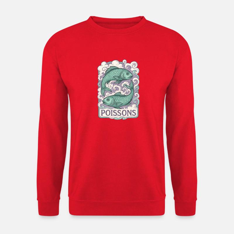 Fische Sternzeichen - Astrologie - Unisex Pullover - Rot