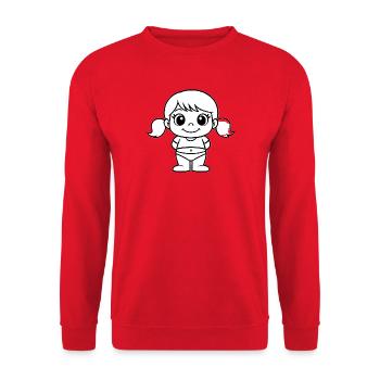 Fillette Poupée Line Art - Sweat-shirt Unisexe - rouge - Devant - Alina (178cm) & Michal (187cm)