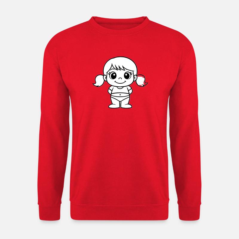 Mädchenpuppen-Linienzeichnung - Unisex Pullover - Rot