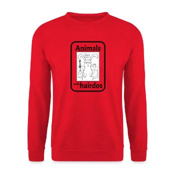 Bunny with hairstyle - Unisex Sweatshirt - red - Front - Alina (178cm) & Michal (187cm)
