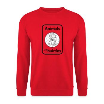 Cat with hairstyle - Unisex Sweatshirt - red - Front - Alina (178cm) & Michal (187cm)