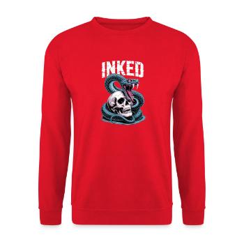 Crâne et Serpent encrés - Sweat-shirt Unisexe - rouge - Devant - Alina (178cm) & Michal (187cm)