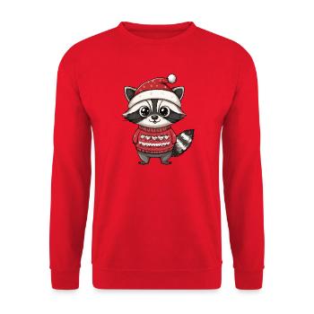 Noël de Raccoon Christmas - Sweat-shirt Unisexe - rouge - Devant - Alina (178cm) & Michal (187cm)