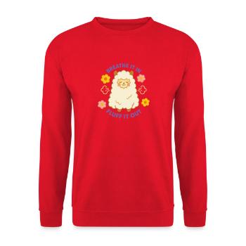 T-shirt Alpaga, peluchez-le trop mignon - Sweat-shirt Unisexe - rouge - Devant - Alina (178cm) & Michal (187cm)