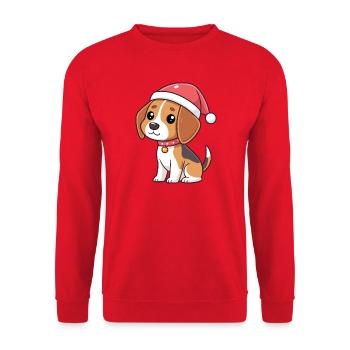 Hunde-Cartoon-Weihnachtsmannhut - Unisex Pullover - Rot - Vorne - Alina (178cm) & Michal (187cm)