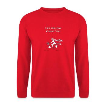 Let the Day Carry You – Line Art Bicycle Motif - Unisex Sweatshirt - red - Front - Alina (178cm) & Michal (187cm)