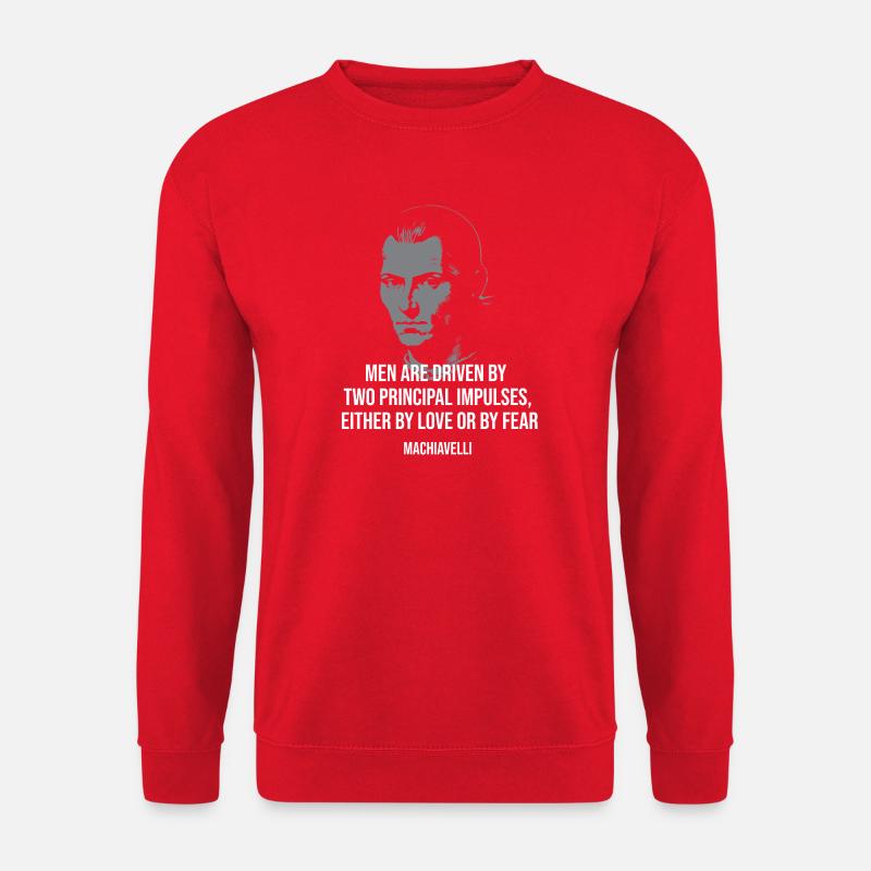 Love or Fear: Machiavelli-Zitatdesign - Unisex Pullover - Rot