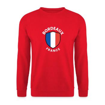 Bordeaux France Shield Design - Unisex Sweatshirt - red - Front - Alina (178cm) & Michal (187cm)