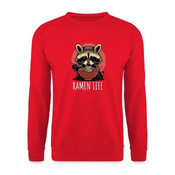 Ramen Life Raccoon - Unisex Sweatshirt - red - Front - Alina (178cm) & Michal (187cm)