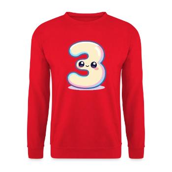 Numéro 3 Kawaii Pastel - Sweat-shirt Unisexe - rouge - Devant - Alina (178cm) & Michal (187cm)