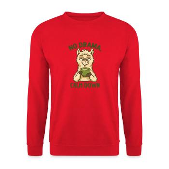 Ruhepol Alpaka – Kein Drama - Unisex Pullover - Rot - Vorne - Alina (178cm) & Michal (187cm)