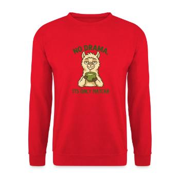 Lama Matcha Rest – No Drama - Unisex Sweatshirt - red - Front - Alina (178cm) & Michal (187cm)