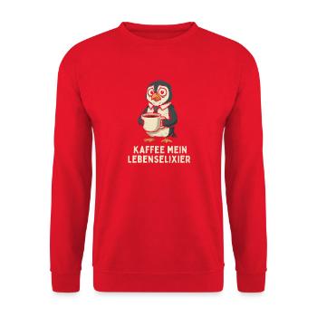 Coffee Elixir of Life Penguin - Unisex Sweatshirt - red - Front - Alina (178cm) & Michal (187cm)