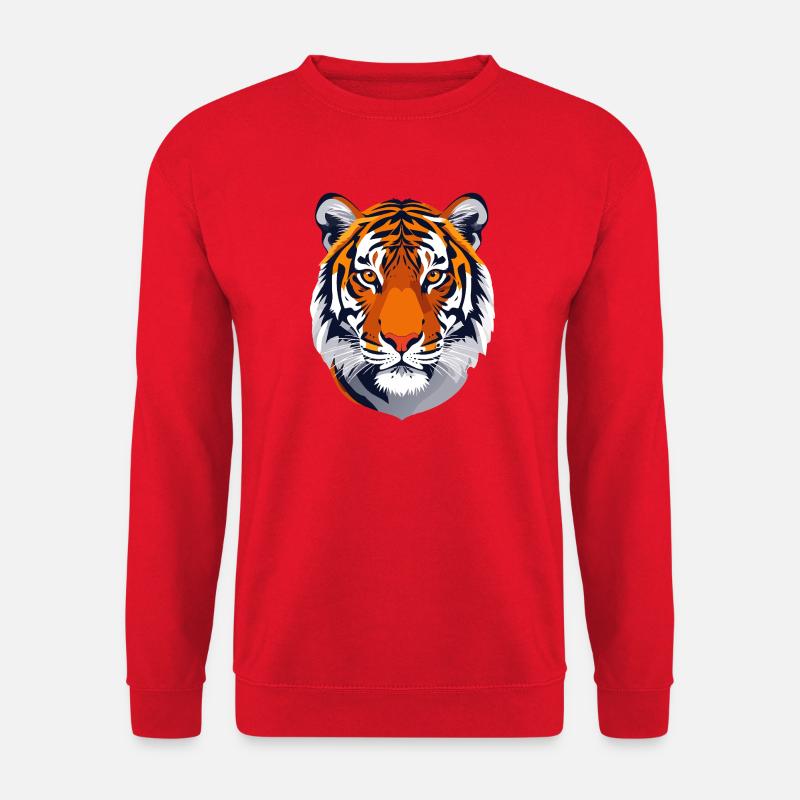 markantes Tigergesicht Tigerkopf Tiger Motiv - Unisex Pullover - Rot