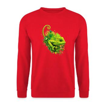 Green Chameleon – Nature Graffiti Art - Unisex Sweatshirt - red - Front - Alina (178cm) & Michal (187cm)