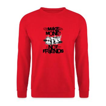 Dollar in Flammen Pop Art - Unisex Pullover - Rot - Vorne - Alina (178cm) & Michal (187cm)