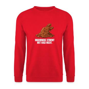 Schokoladenhase Ostern Hasi - Unisex Pullover - Rot - Vorne - Alina (178cm) & Michal (187cm)