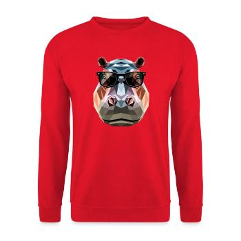 Nilpferd Flusspferd Mama Hippopotamus Cooles Hippo - Unisex Sweatshirt - red - Front - Alina (178cm) & Michal (187cm)