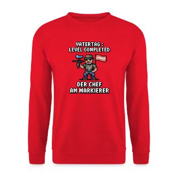 Paintball Papa Vatertag Level Completed Gamer 2026 - Unisex Pullover - Rot - Vorne - Alina (178cm) & Michal (187cm)