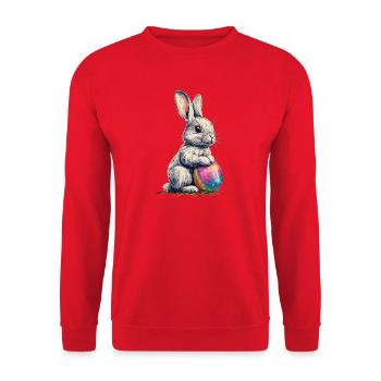 Retro Bunny with Sunglasses Easter Rabbit Ears - Unisex Sweatshirt - red - Front - Alina (178cm) & Michal (187cm)