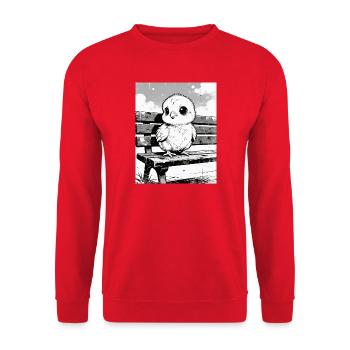 Chick on bench in sketch style - Unisex Sweatshirt - red - Front - Alina (178cm) & Michal (187cm)