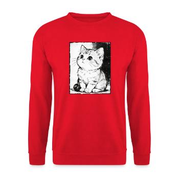 Cat Sketch Black & White - Unisex Sweatshirt - red - Front - Alina (178cm) & Michal (187cm)