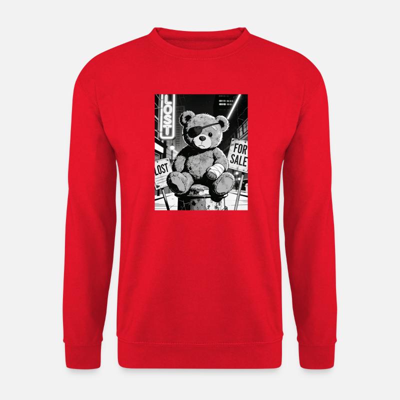Neon Noir Bear with Eye Patch - Unisex Sweatshirt - red