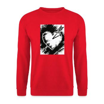 Schwarzweiß Herz mit Pfeil - Unisex Pullover - Rot - Vorne - Alina (178cm) & Michal (187cm)