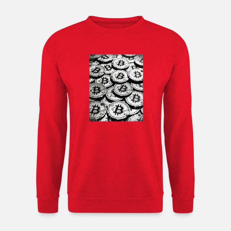 Bitcoin-Münzen-Mosaik - Unisex Pullover - Rot
