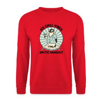 Penguin Retro Cocktail "IceChill Vibes" - Unisex Sweatshirt - red - Front - Alina (178cm) & Michal (187cm)