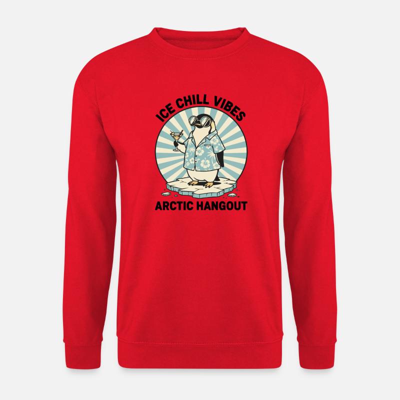 Penguin Retro Cocktail "IceChill Vibes" - Unisex Sweatshirt - red