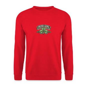 Irish Girl Shamrock Emblem - Unisex Sweatshirt - red - Front - Alina (178cm) & Michal (187cm)