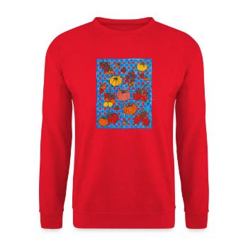 Cute Tomato Shirt, Cute Tomato Retro Apron - Unisex Sweatshirt - red - Front - Alina (178cm) & Michal (187cm)